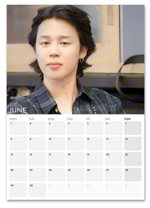BTS Jimin Boyfriend Style June 2026 calendar page