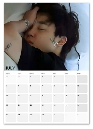BTS Jimin Boyfriend Style July 2026 calendar page