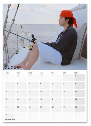 BTS Jimin Boyfriend Style August 2026 calendar page
