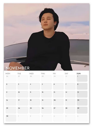 BTS Jimin Boyfriend Style November 2026 calendar page