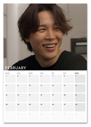 BTS Jimin Boyfriend Style February 2027 calendar page