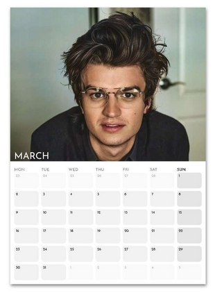Joe Keery March 2026 calendar page