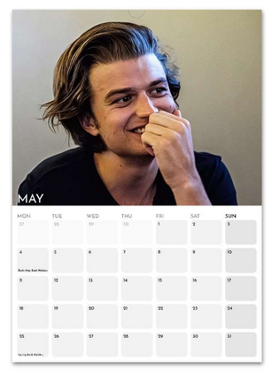 Joe Keery May 2026 calendar page