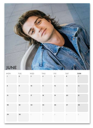 Joe Keery June 2026 calendar page