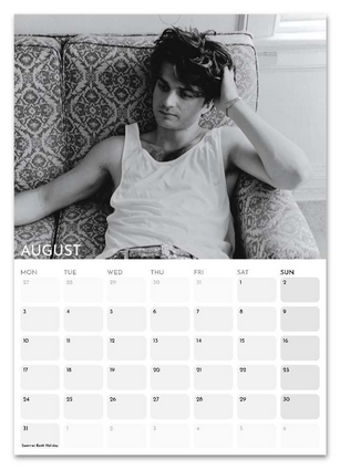 Joe Keery August 2026 calendar page