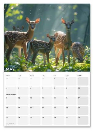 Animals in Nature May 2026 calendar page