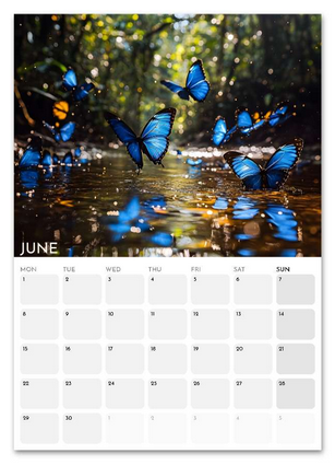 Animals in Nature June 2026 calendar page