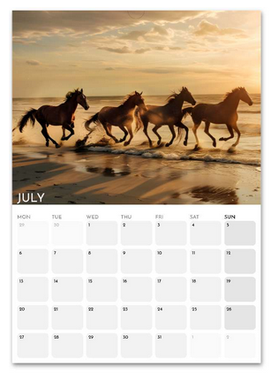 Animals in Nature July 2026 calendar page
