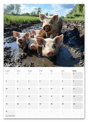 Animals in Nature August 2026 calendar page