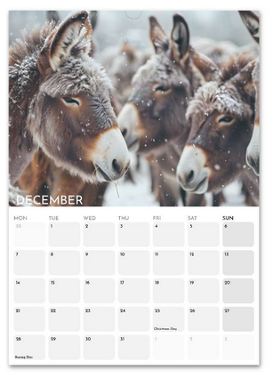 Animals in Nature December 2026 calendar page