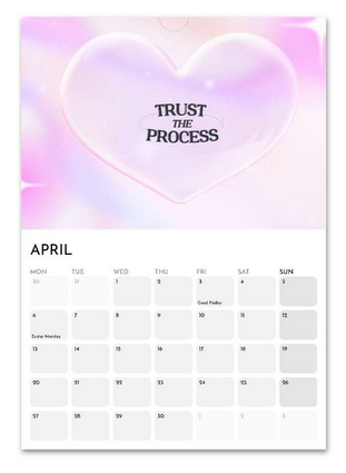 Teenager Positivity April 2026 calendar page