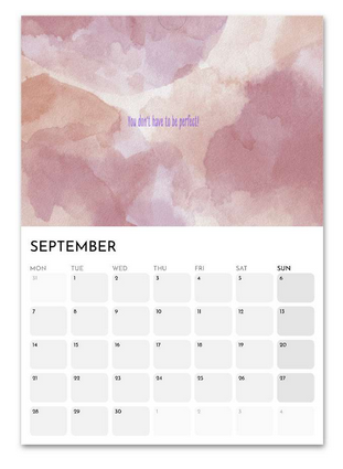 Teenager Positivity September 2026 calendar page
