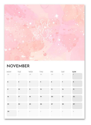 Teenager Positivity November 2026 calendar page