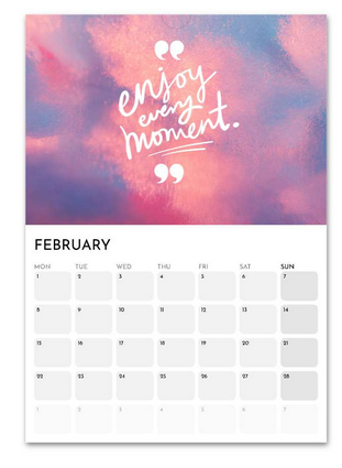 Teenager Positivity February 2027 calendar page