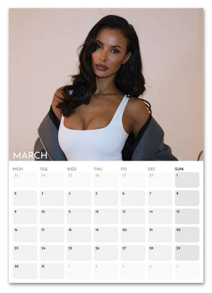 Maya Jama March 2026 calendar page