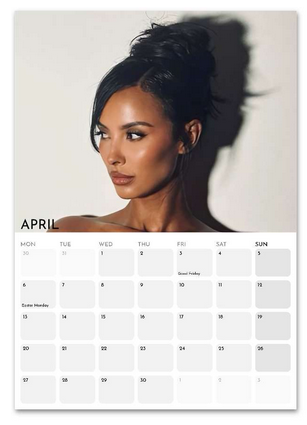 Maya Jama April 2026 calendar page