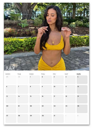 Maya Jama July 2026 calendar page