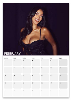 Maya Jama February 2027 calendar page
