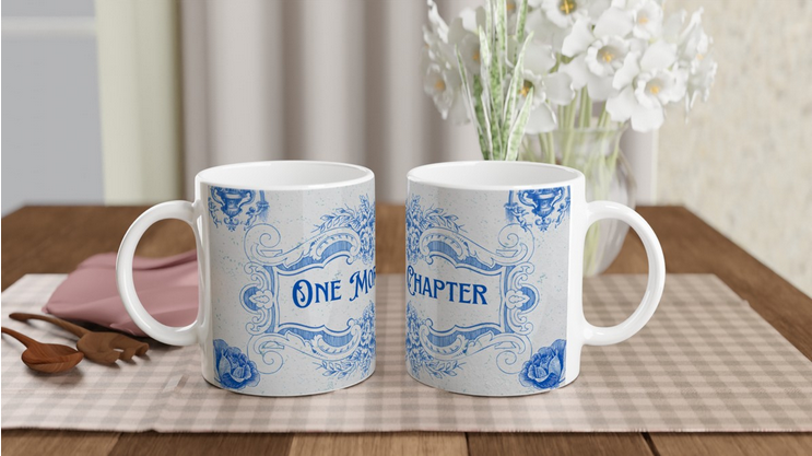 Book lover’s coffee cup with cute reading‑themed typography