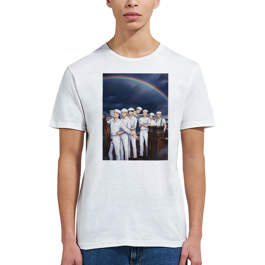 BTS Swim‑inspired front graphic shirt with tour‑era back design