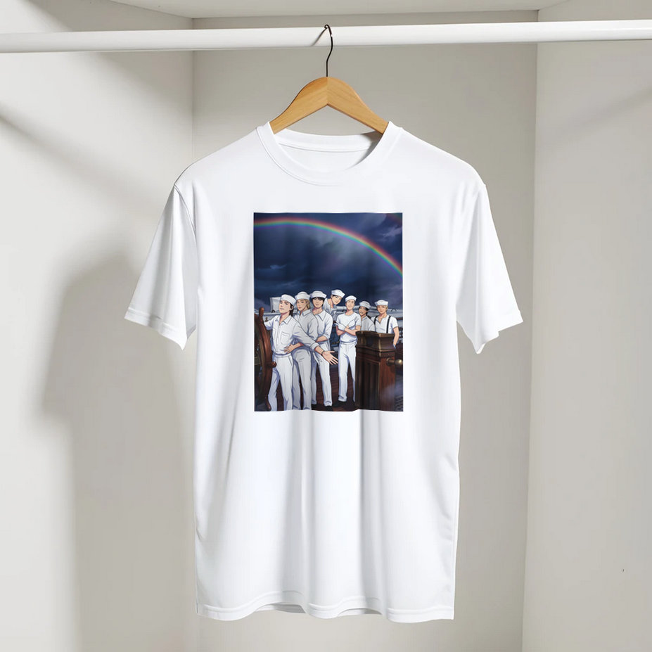 BTS 2026–2027 white tour shirt with front illustration