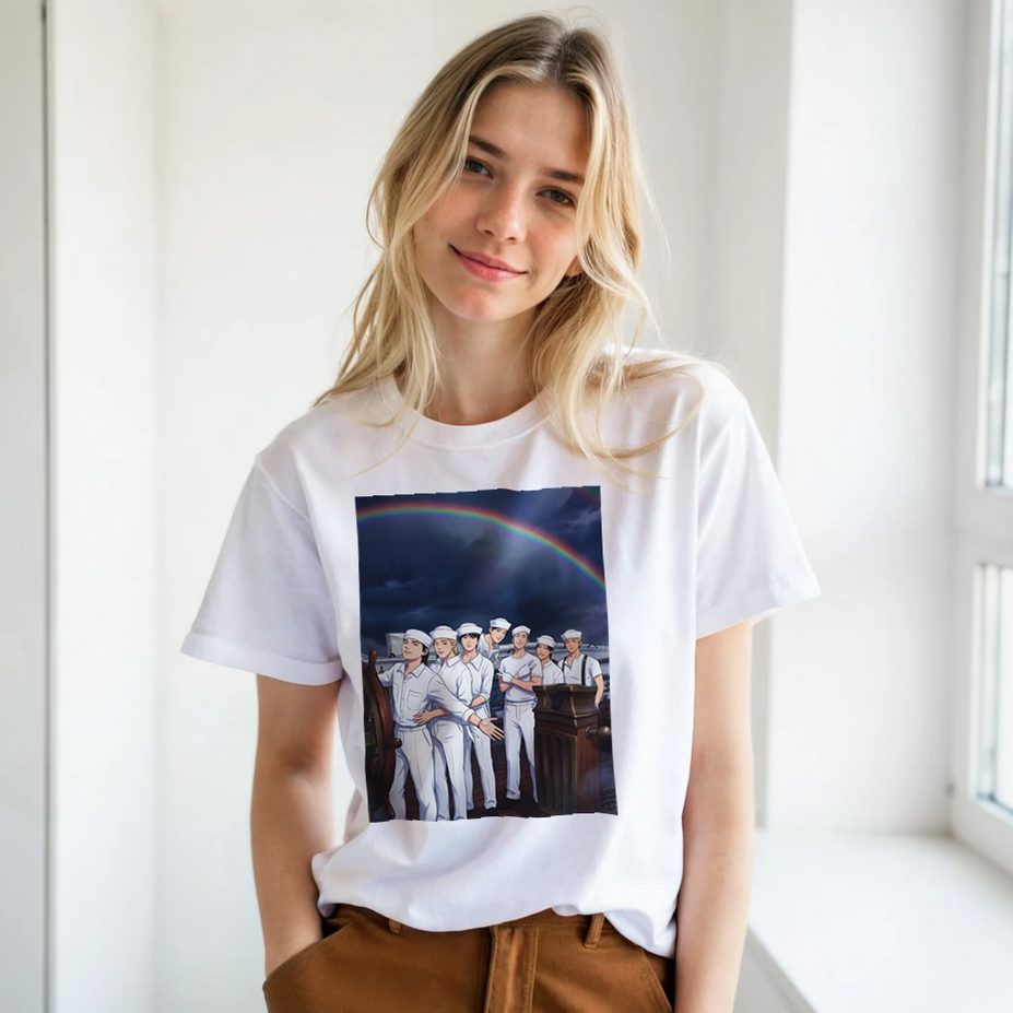 BTS Swim single graphic white T‑shirt with world tour back print