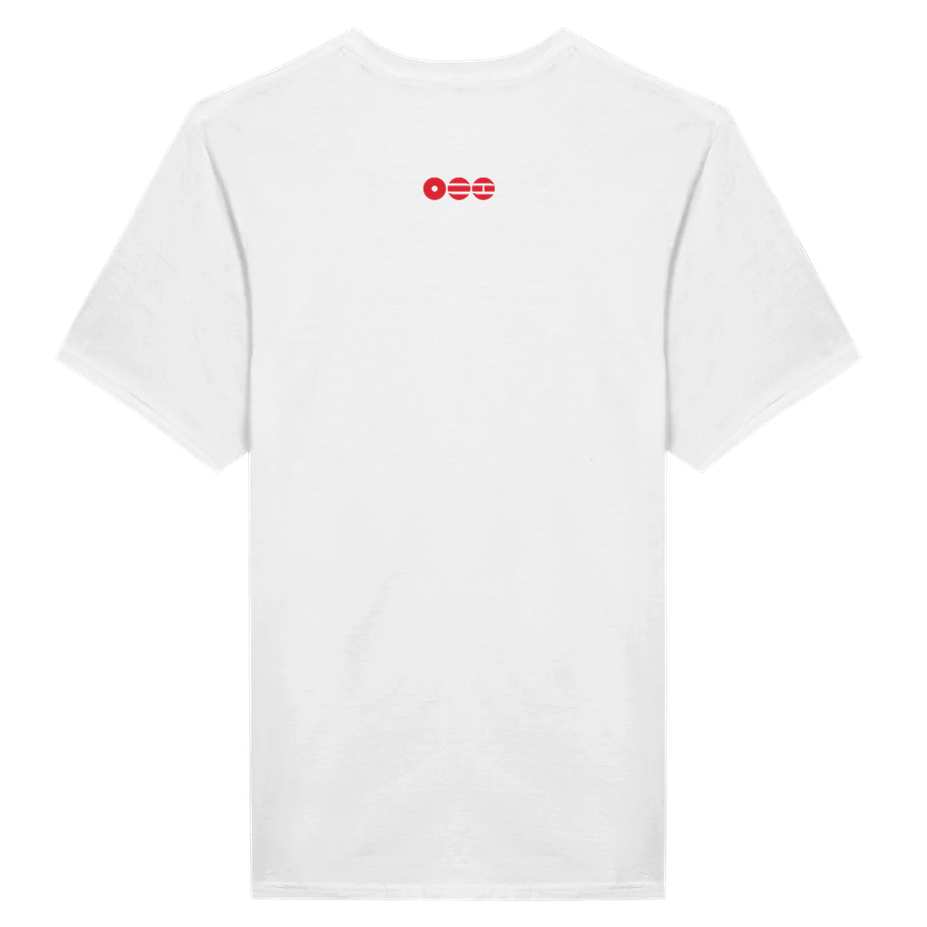 White t-shirt with BTS 2026 logo on the back against a white background