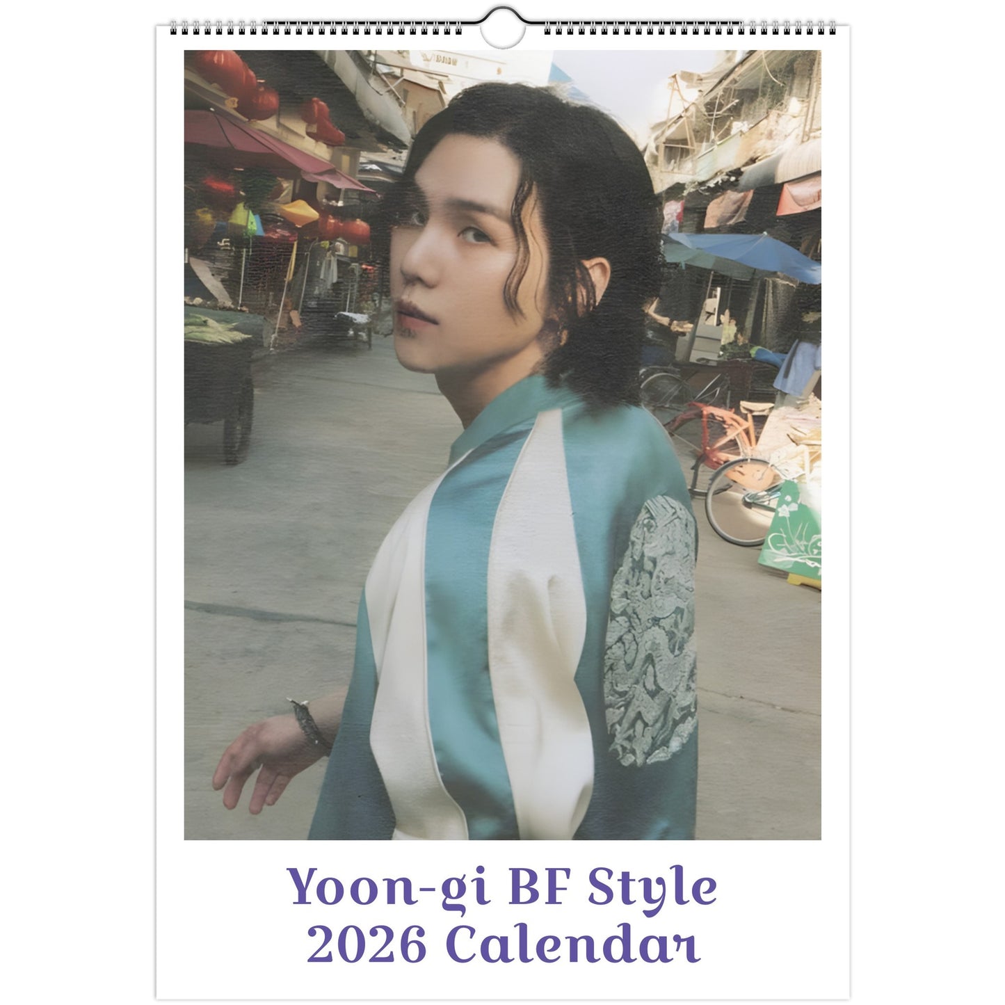 BTS Suga Yoongi 2026 A3 boyfriend style calendar front cover