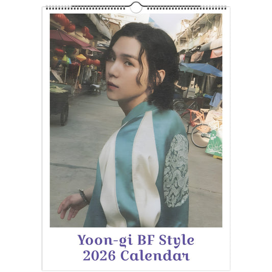 BTS Suga Yoongi 2026 A3 boyfriend style calendar front cover