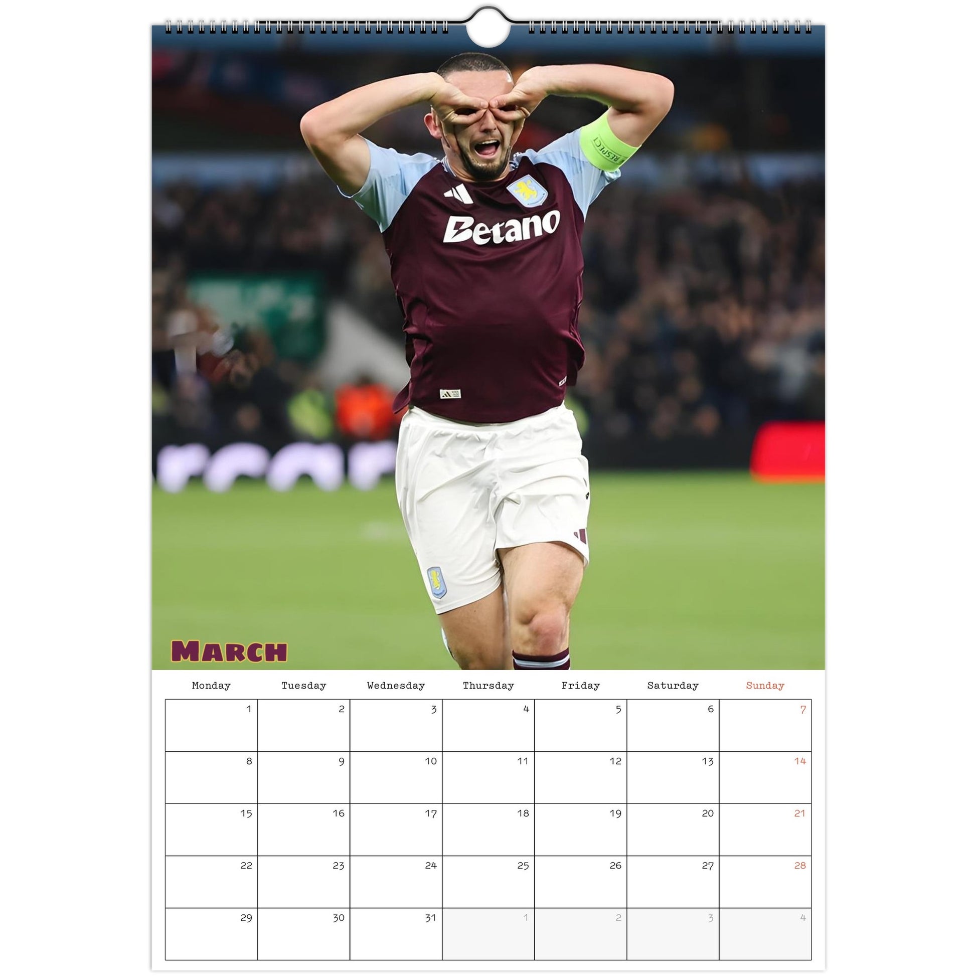 Aston Villa Calendar March page