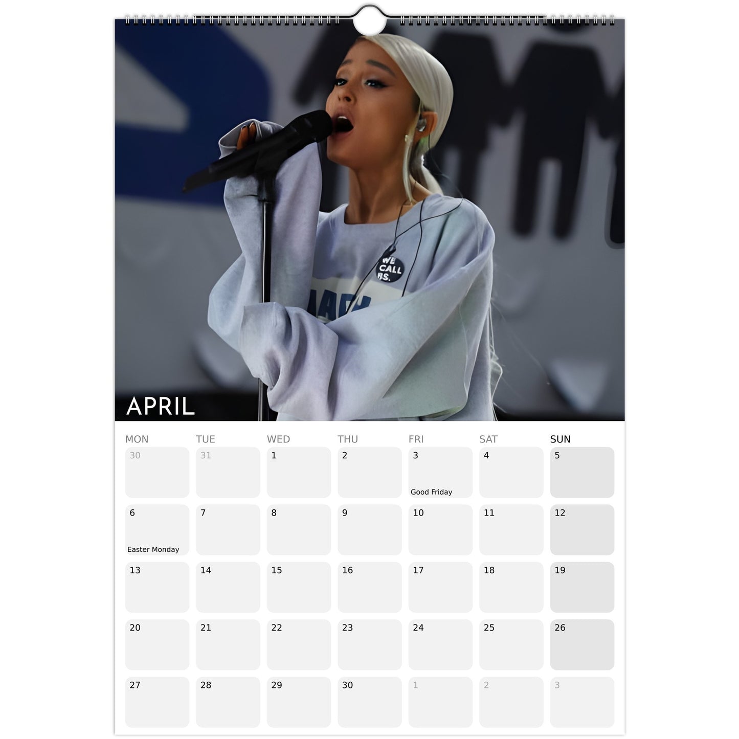 Ariana Grande 2026 A3 wall calendar April