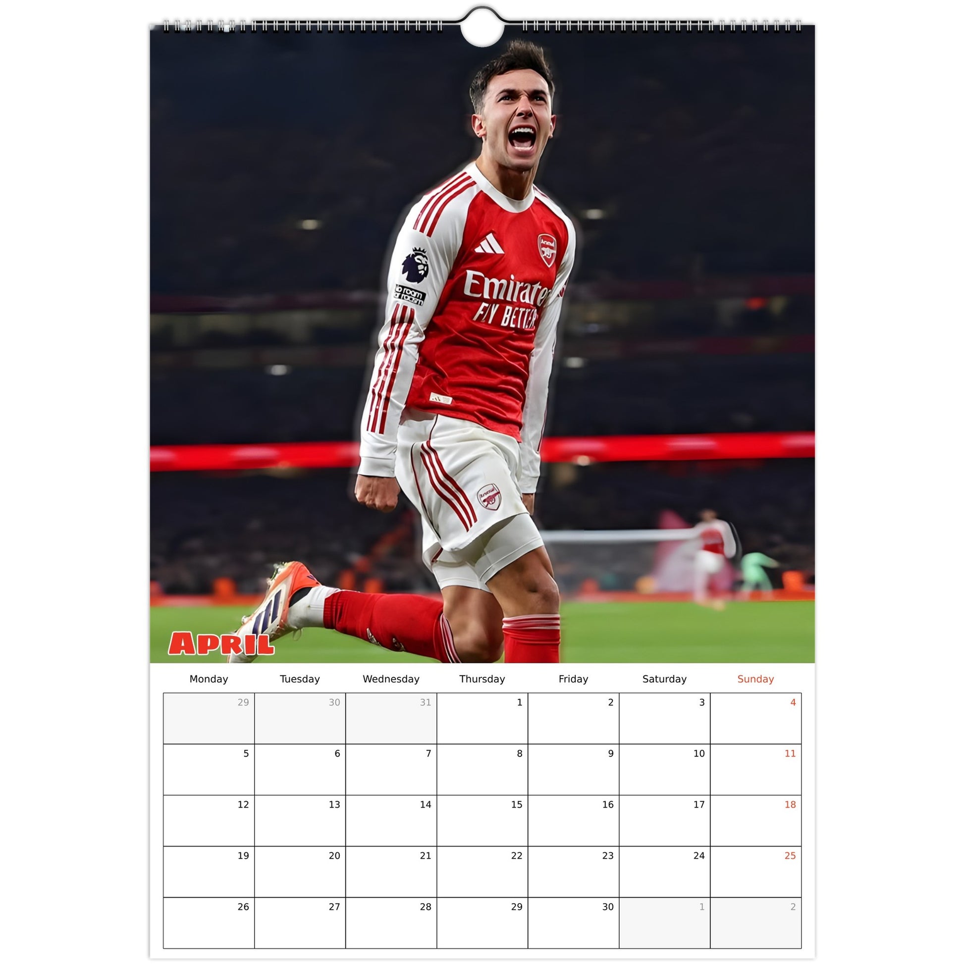 Arsenal Calendar April page