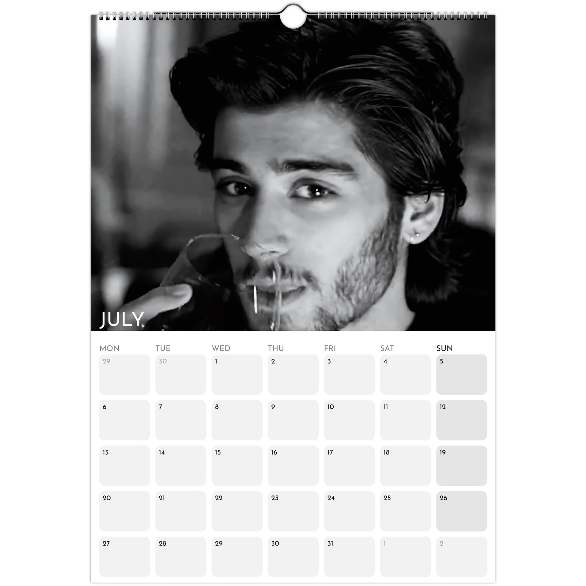 Zayn Malik 2026 A3 wall calendar July
