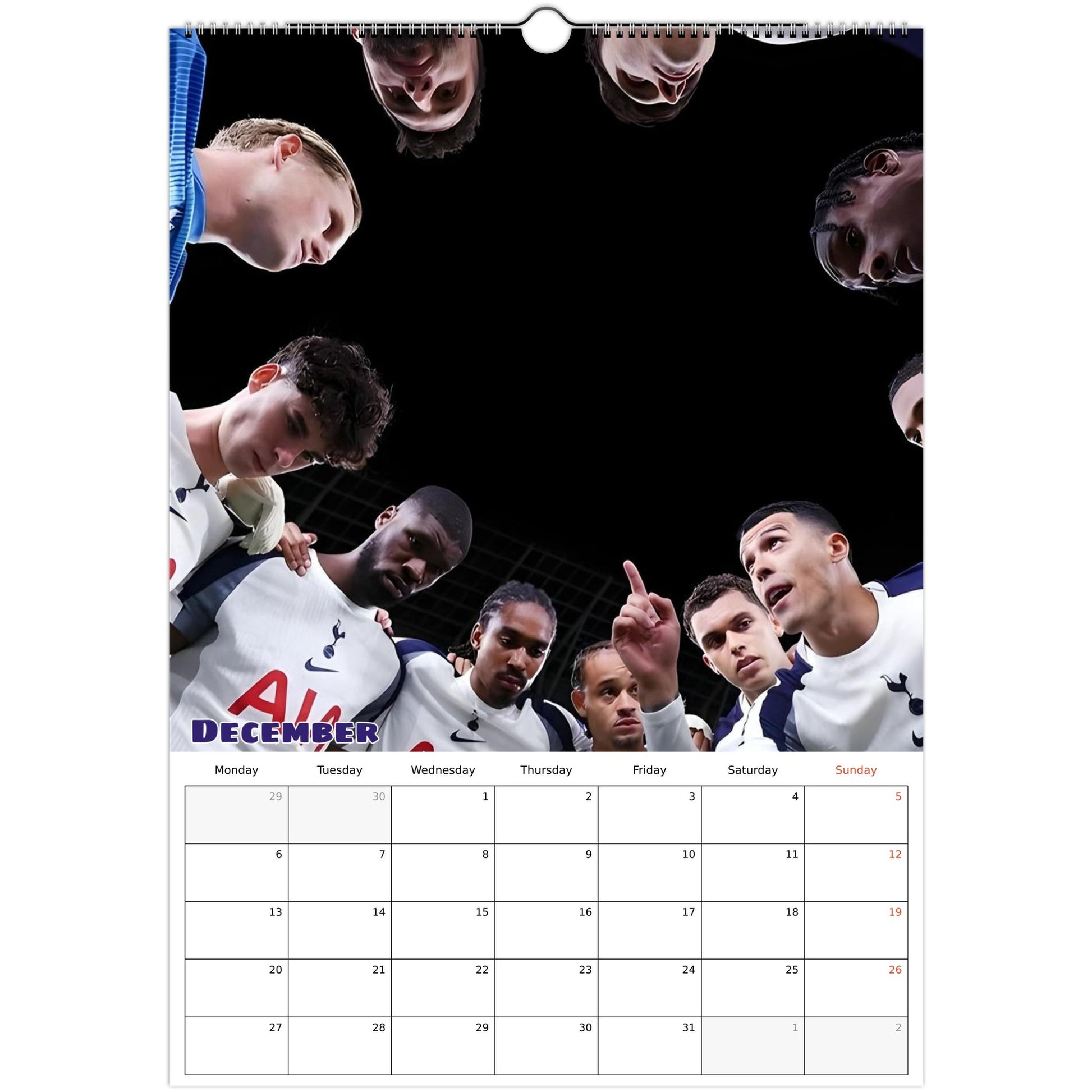 Tottenham Calendar December page
