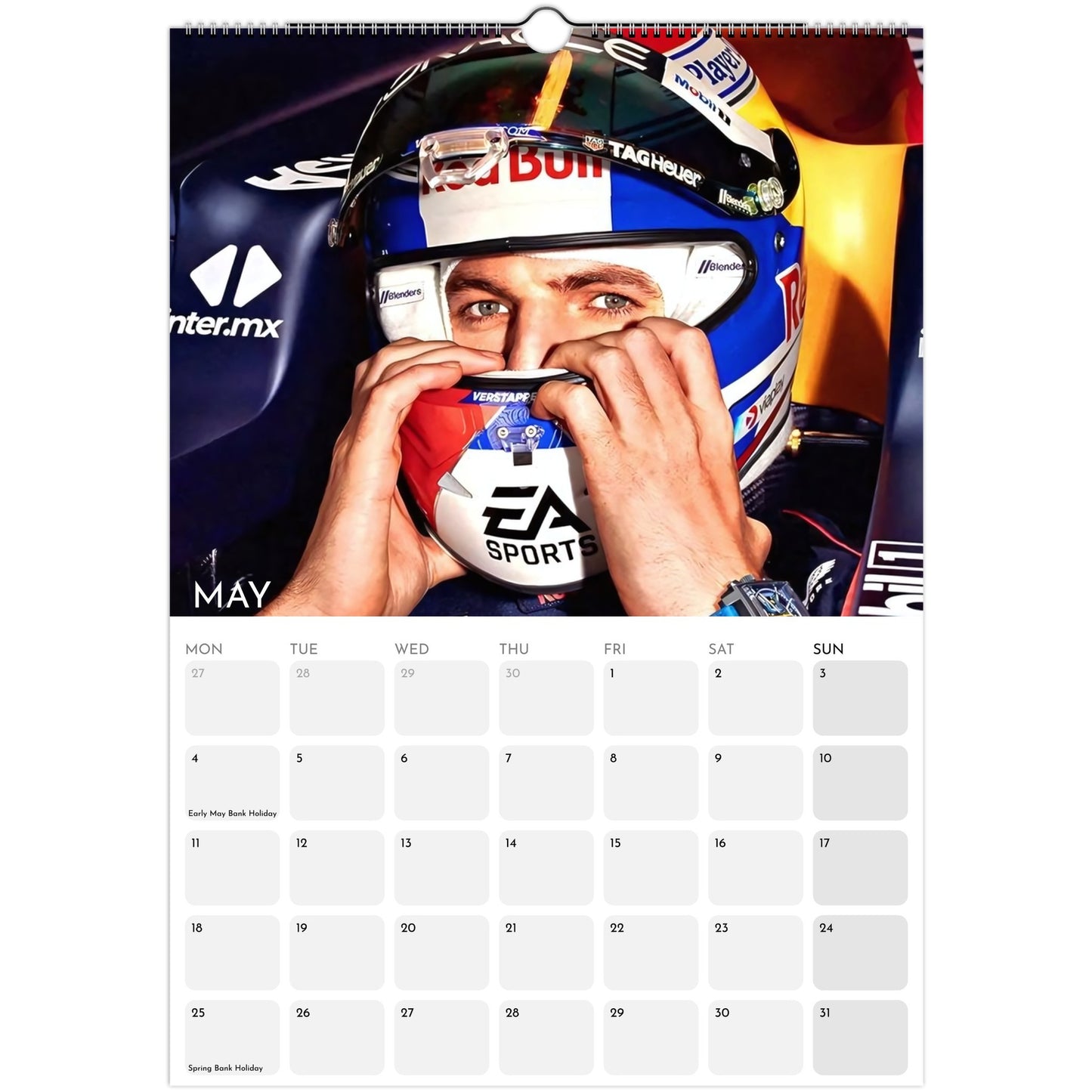 Max Verstappen 2026 A3 wall calendar May