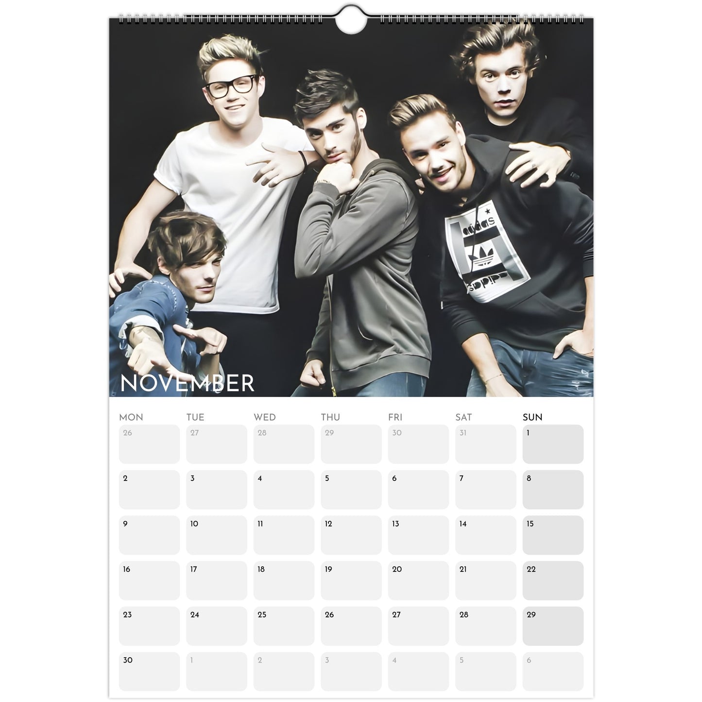 One Direction 2026 A3 wall calendar November 2026