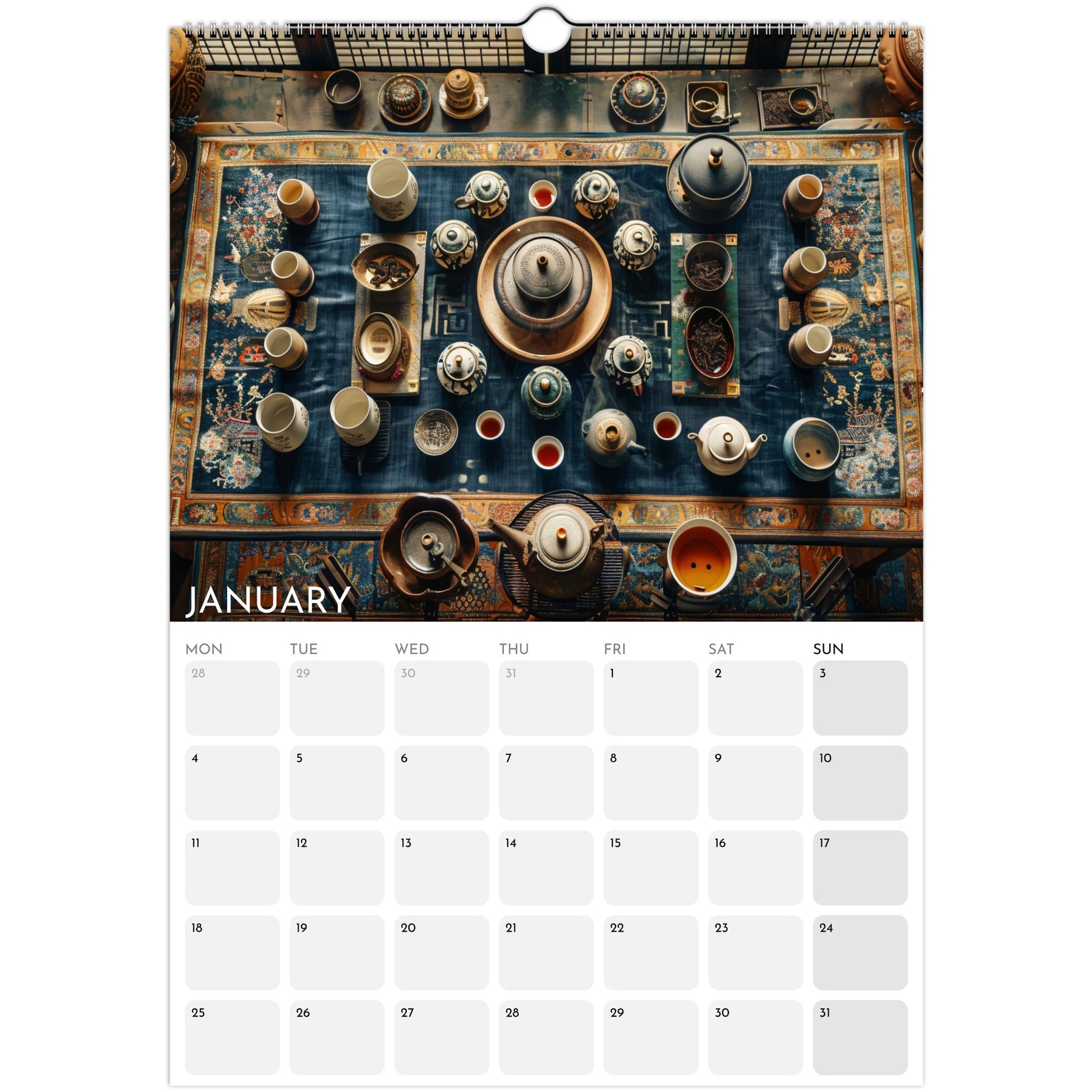 Tea Lovers 2026 A3 wall calendar January