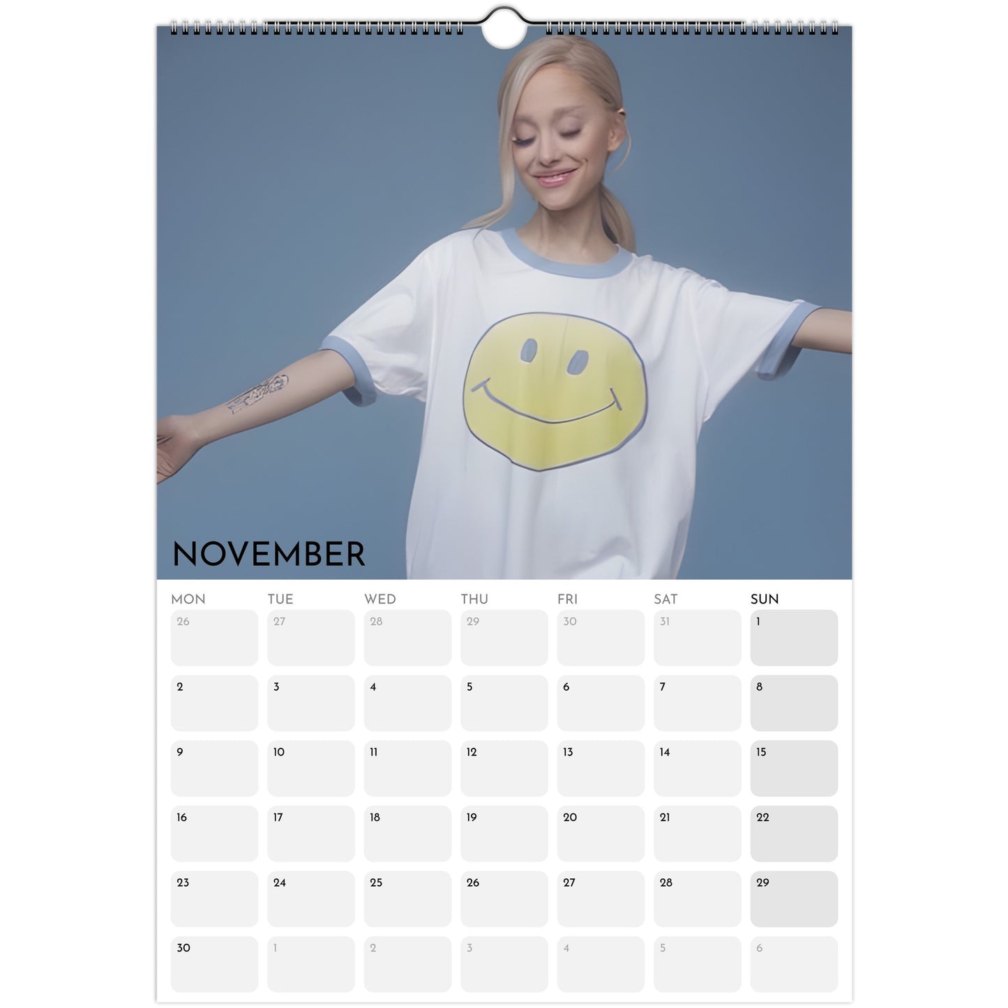 Ariana Grande 2026 A3 wall calendar November