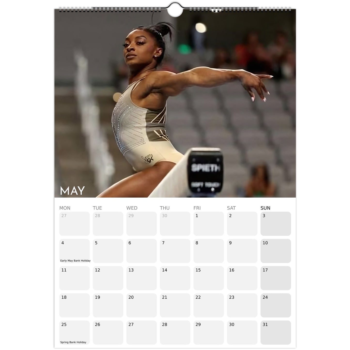 Simone Biles 2026 A3 wall calendar May