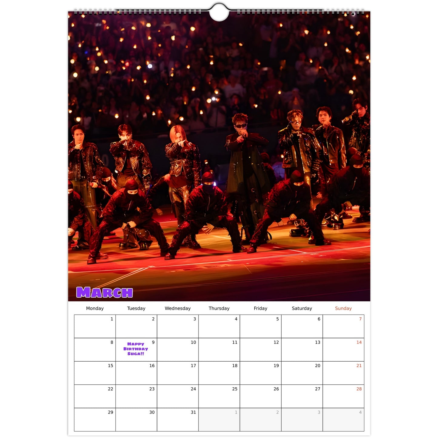 BTS  Calendar 2027 March page