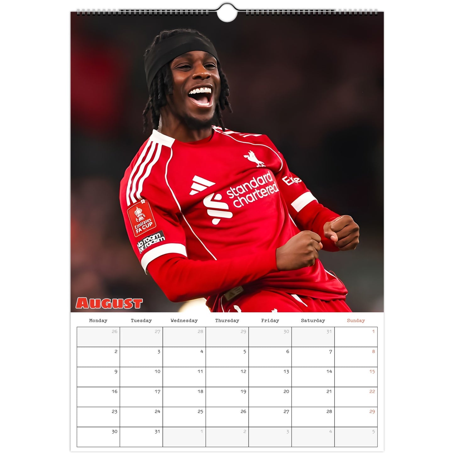 Liverpool Calendar August page