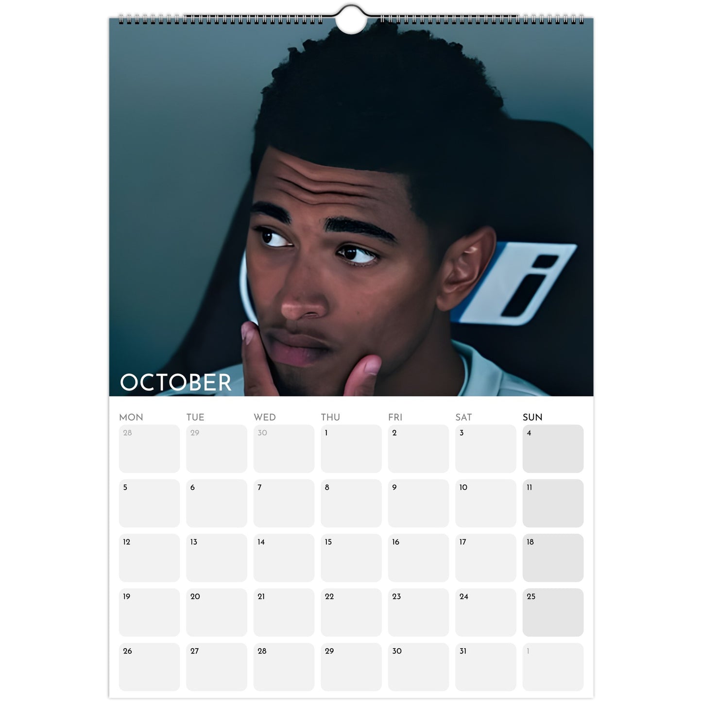 Jude Bellingham 2026 A3 wall calendar October