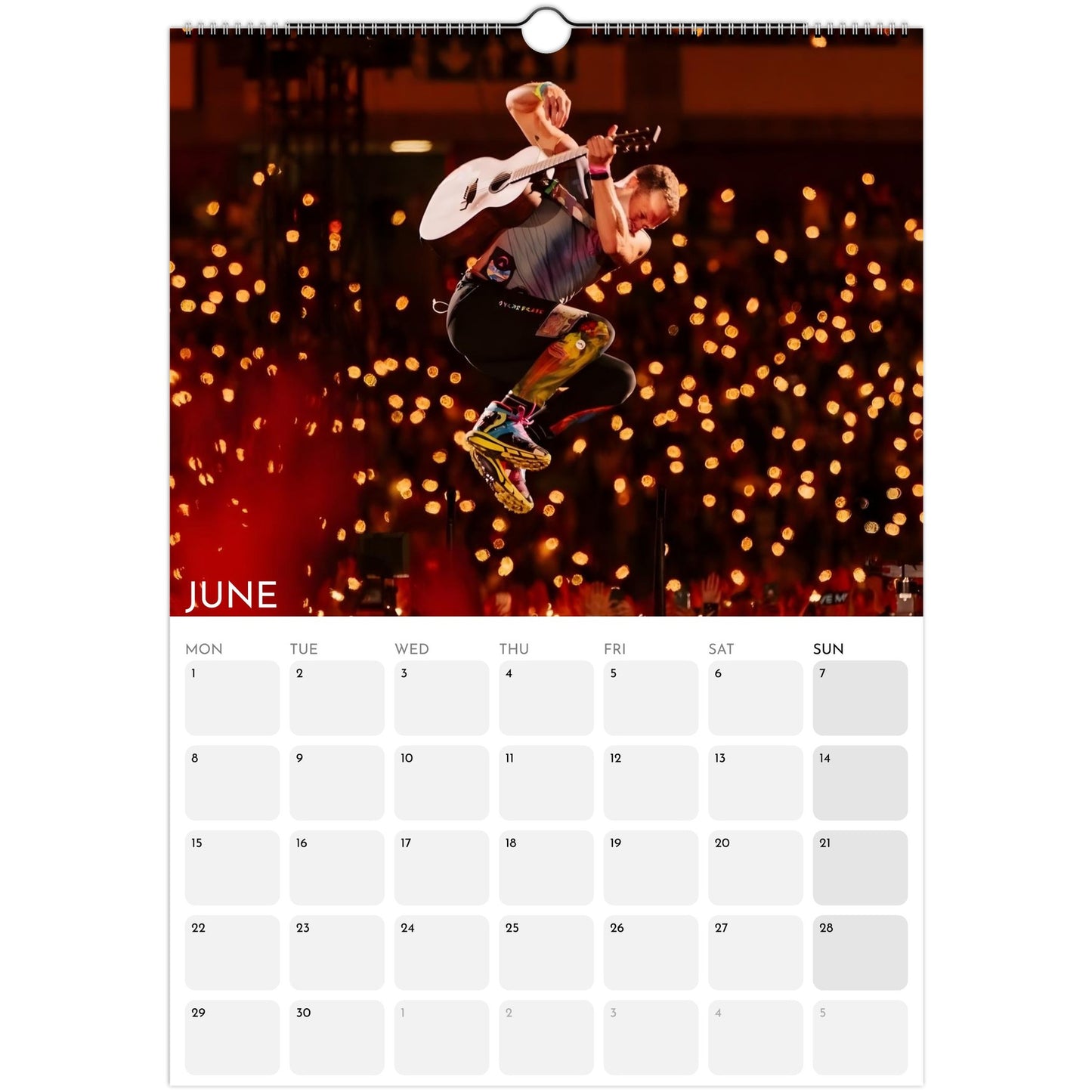 Coldplay 2026 A3 wall calendar June