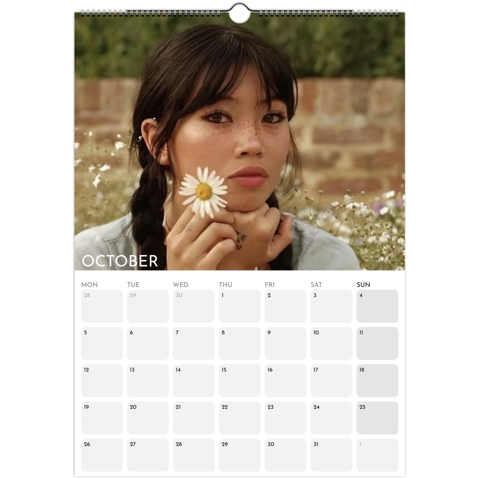 Beabadoobee 2026 A3 wall calendar October