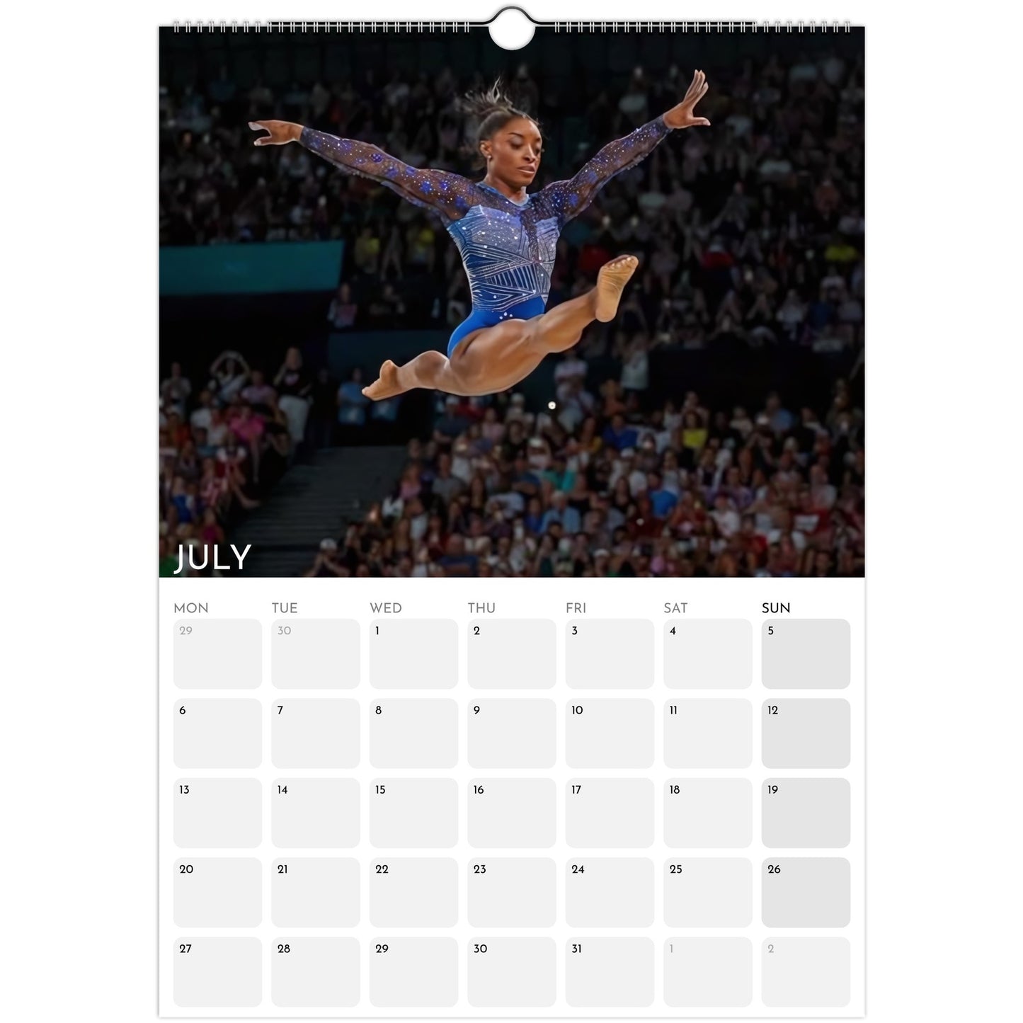 Simone Biles 2026 A3 wall calendar July