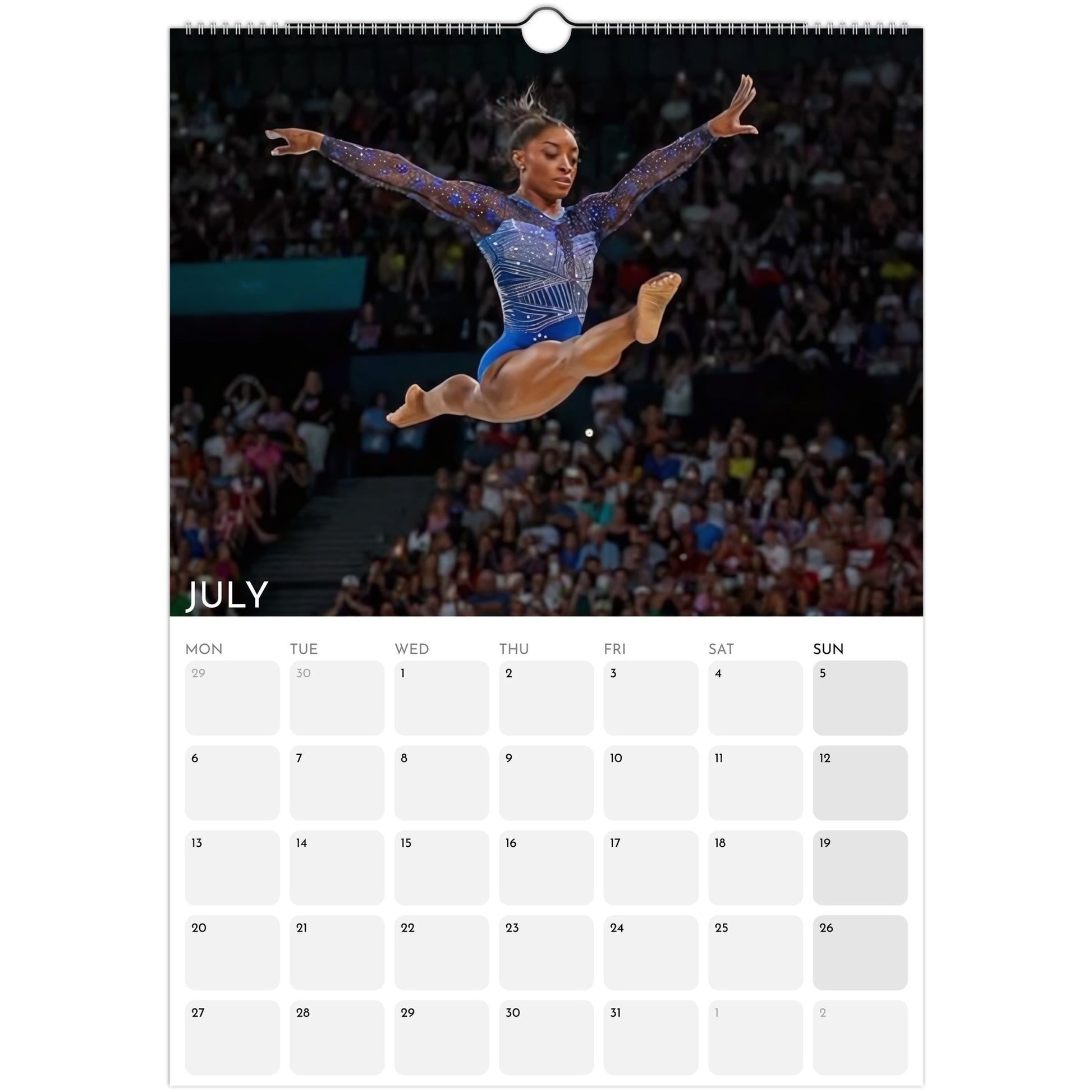 Simone Biles 2026 A3 wall calendar July