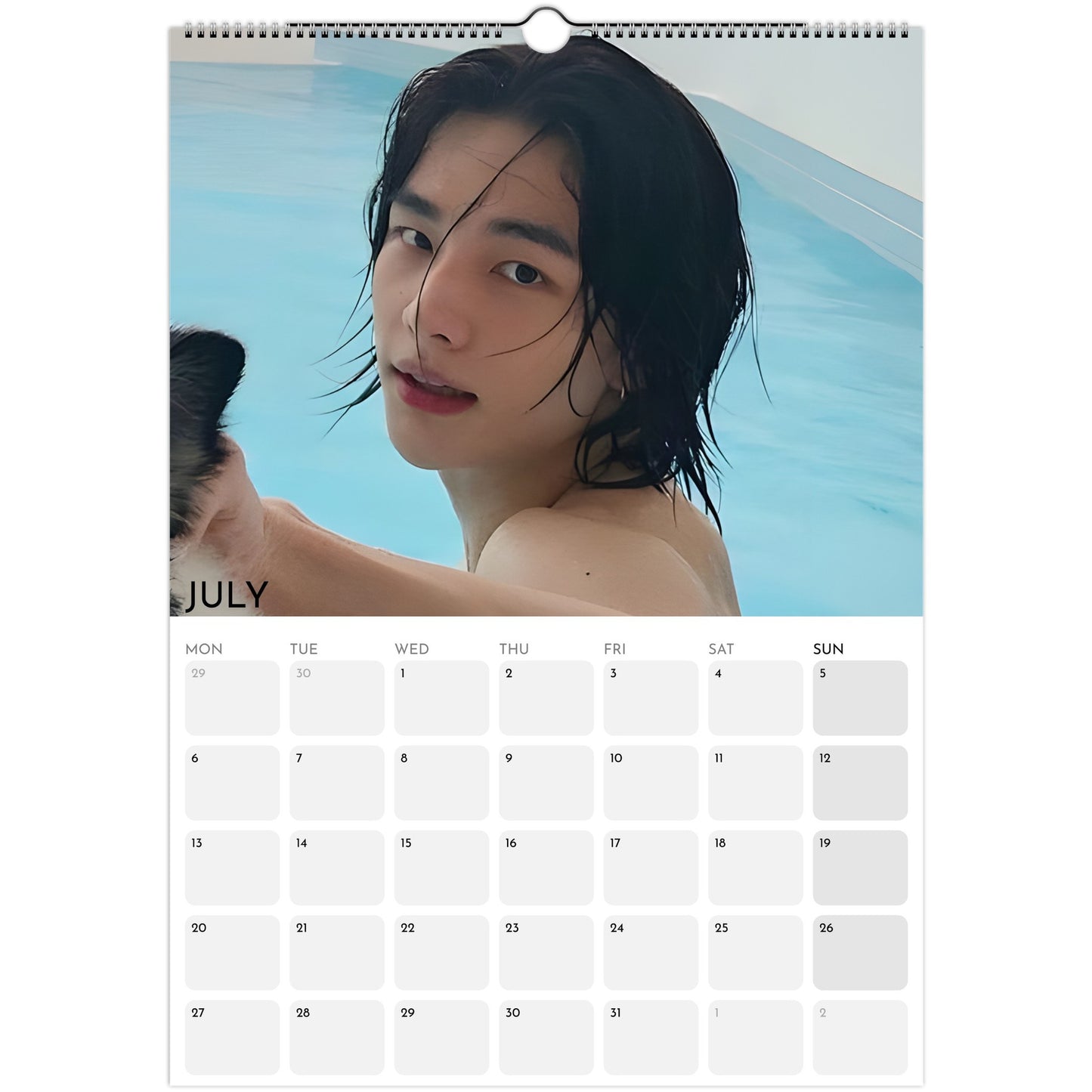 Stray Kids Hyunjin Boyfriend Style 2026 A3 wall calendar July