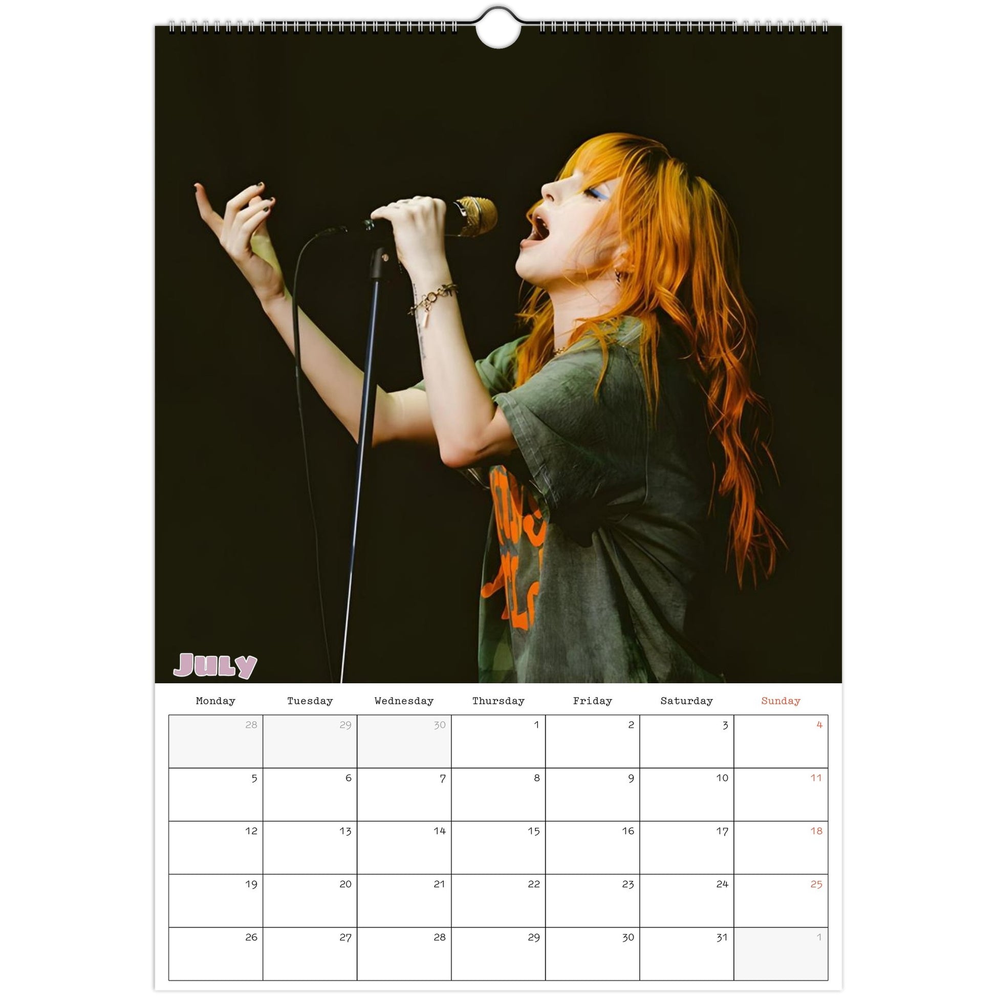 Hayley Williams Calendar July page