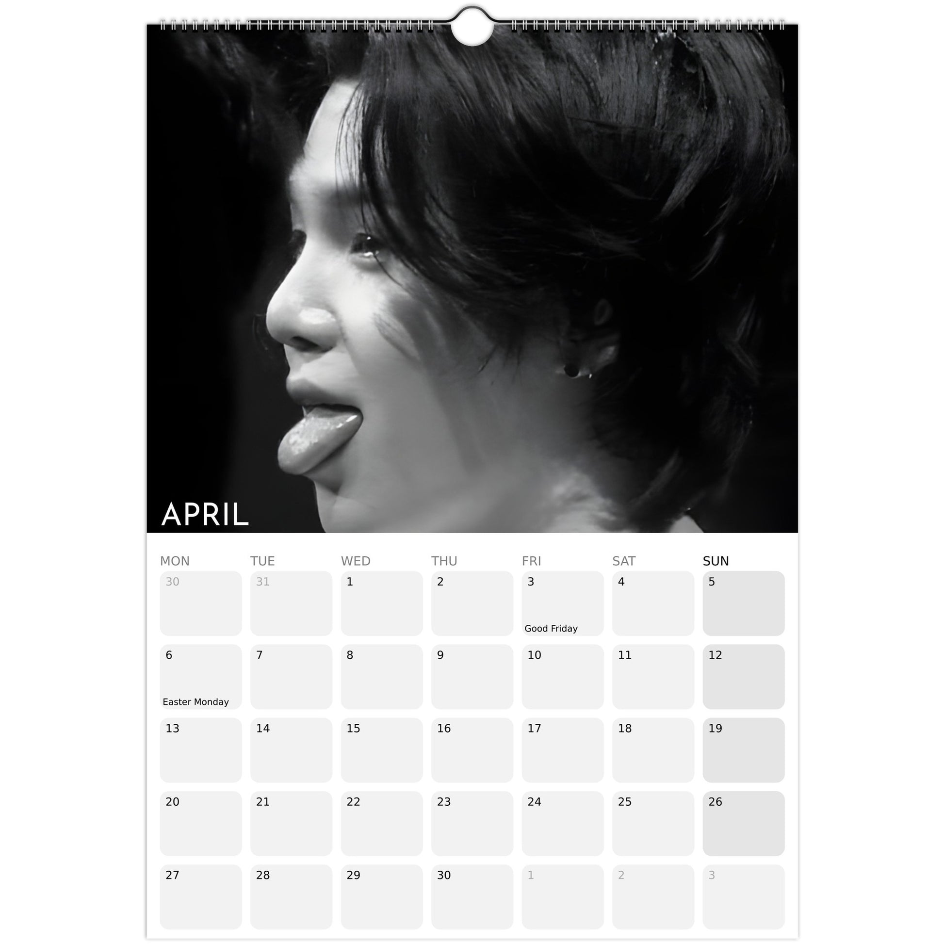 BTS Suga Yoongi Tongue Celebration 2026 A3 calendar April