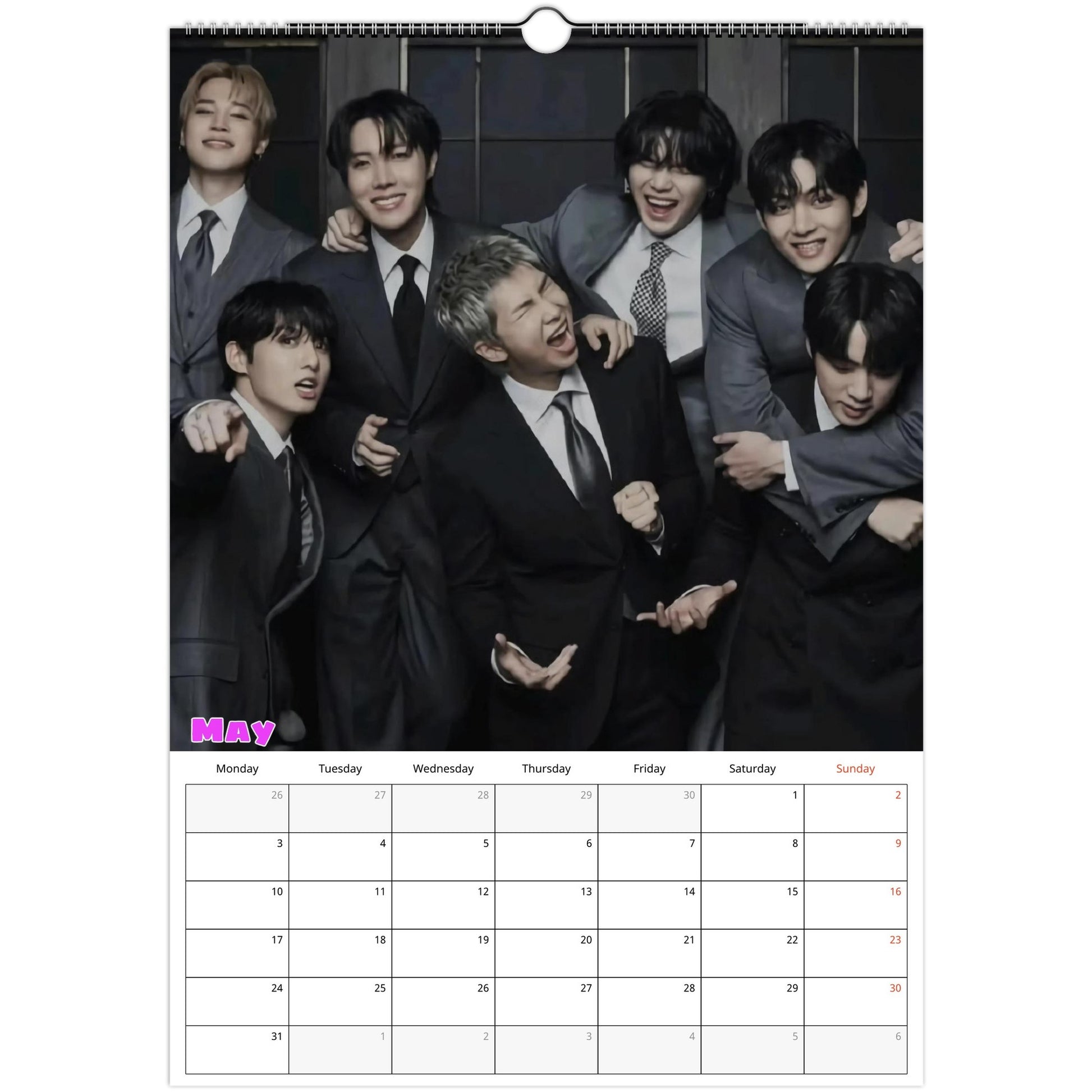 BTS May calendar page 